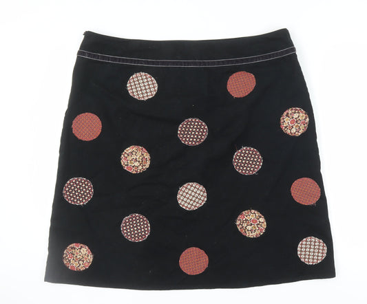 Boden Women's Black A-Line Polka Dot Skirt Size 14