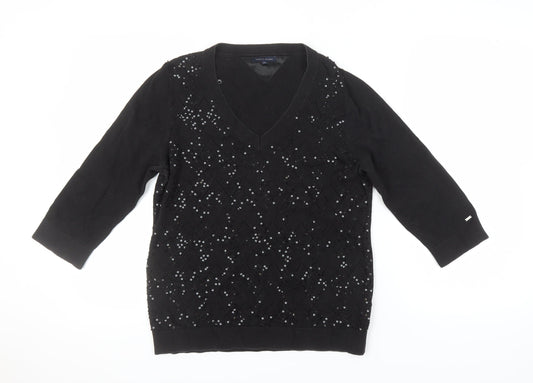 Tommy Hilfiger Women's Black Sequin XL Pullover Jumper