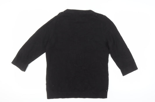 Tommy Hilfiger Women's Black Sequin XL Pullover Jumper