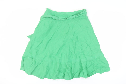 Zara Women Green Linen Skirt M