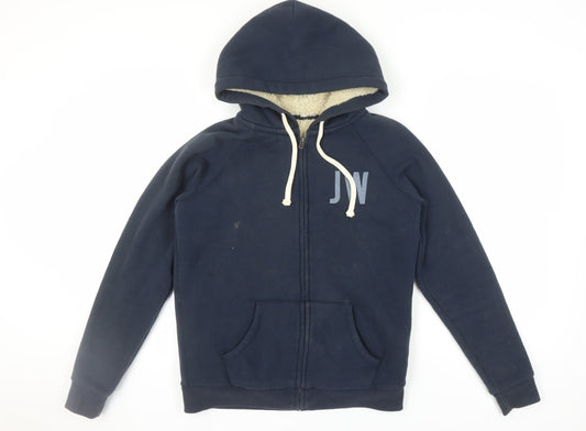 Jack Wills Women's Blue Full Zip Hoodie - Size 12