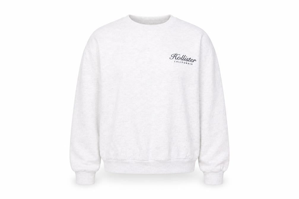 Unisex Adults UK M Regular Hollister Grey Pullover Sweatshirt