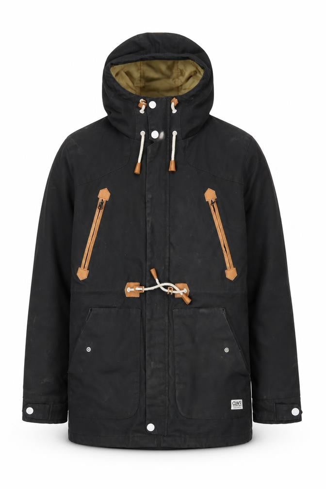 Colour Wear Men's Black Hooded Parka Jacket S
