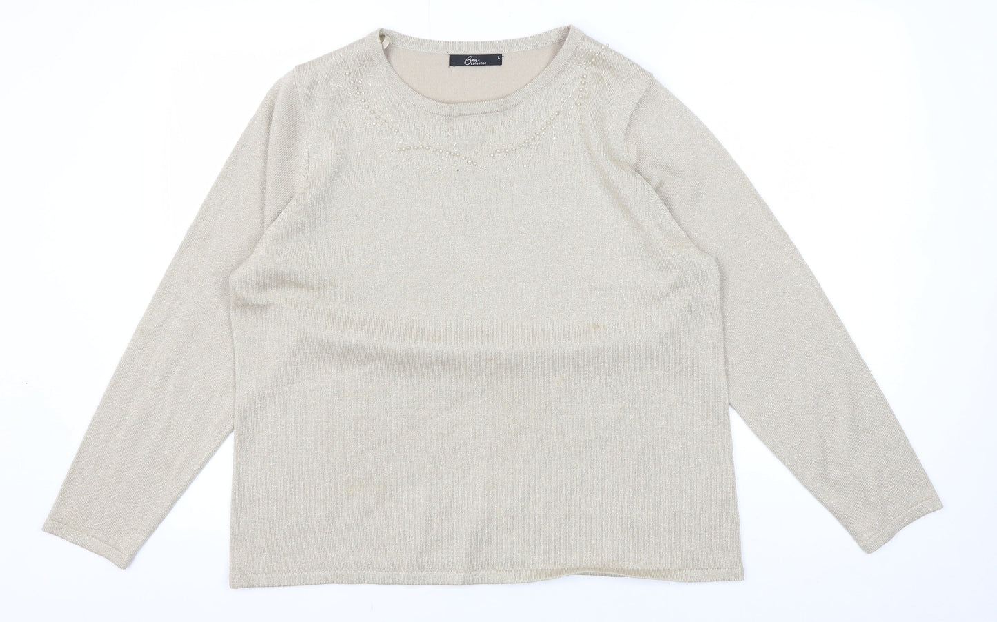 Bm Collection Women's Beige Pullover Jumper L