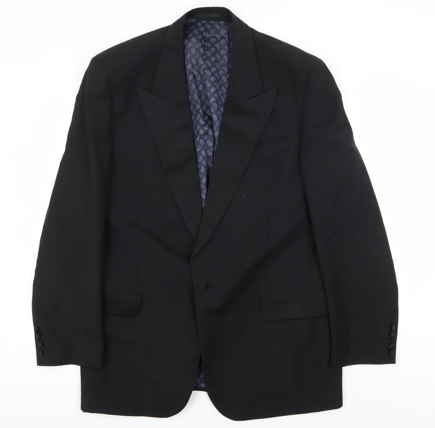 Moss Bros Men's Black Tuxedo Blazer 44R Shawl Lapel Formal