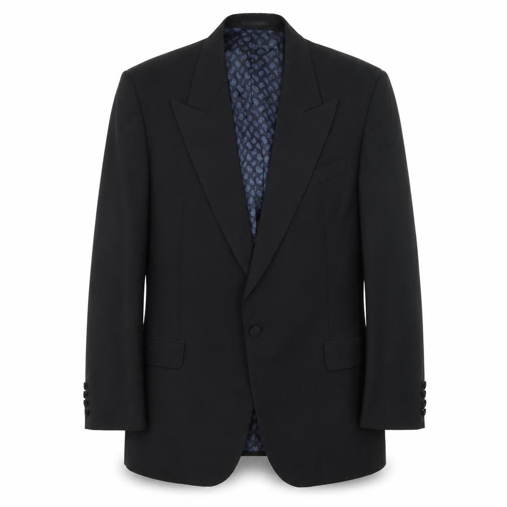 Mens 44 Chest Regular Moss Bros Black One-Button Blazer