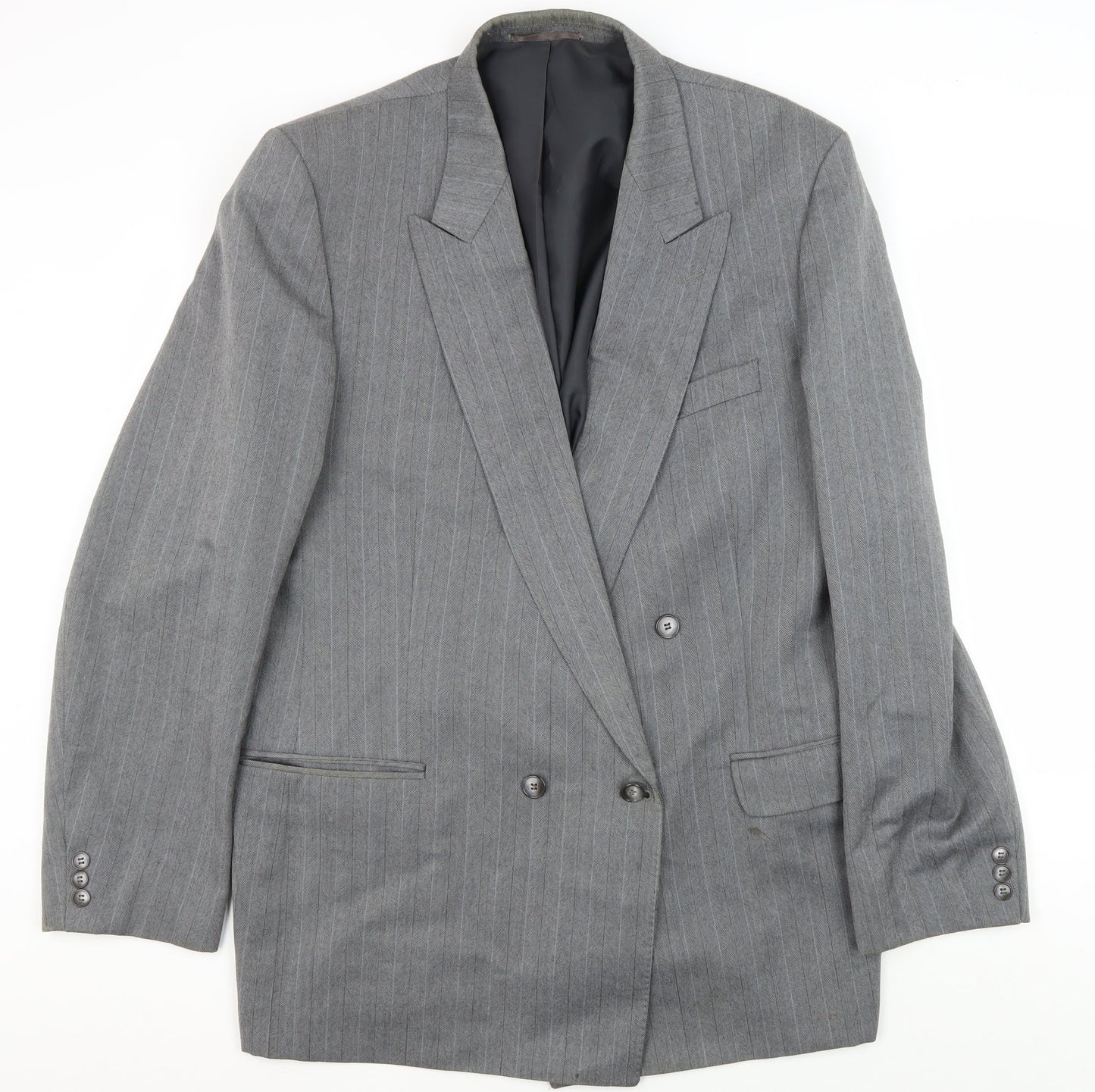 C&A Men's Grey Double-Breasted Blazer, 46L Vintage