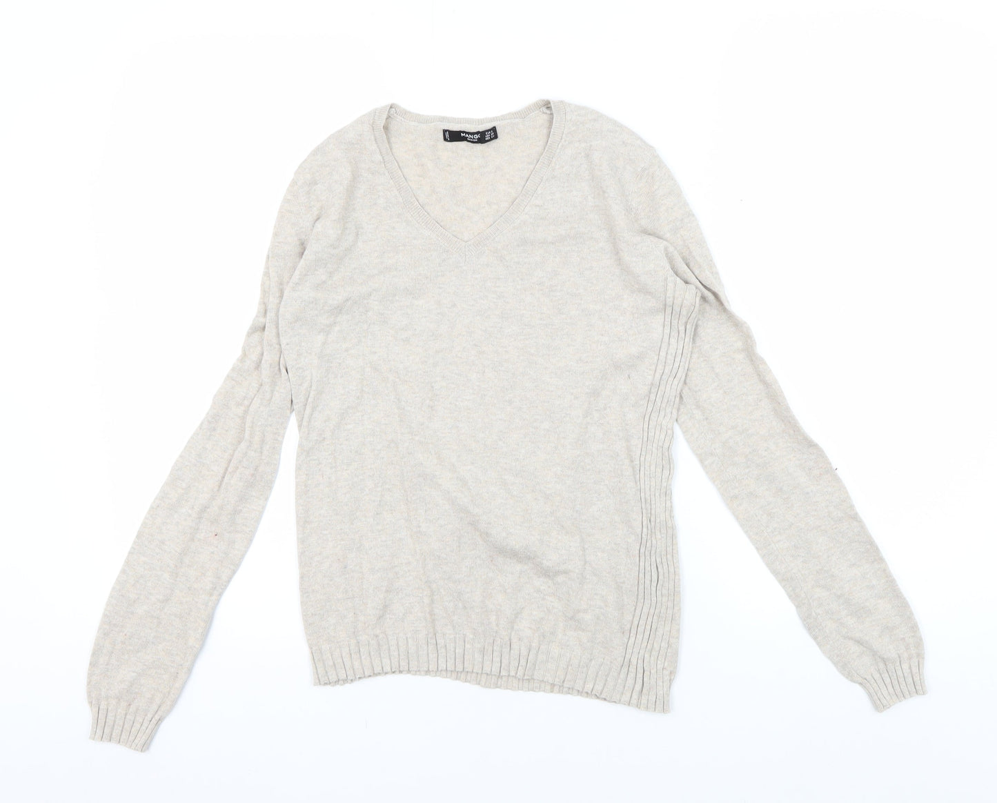 Mango Women's Beige V-Neck Pullover Jumper - M
