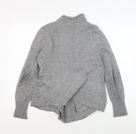White Stuff Women's Grey Cardigan Jumper, Size 10, Cowl Neck, Long Sleeve