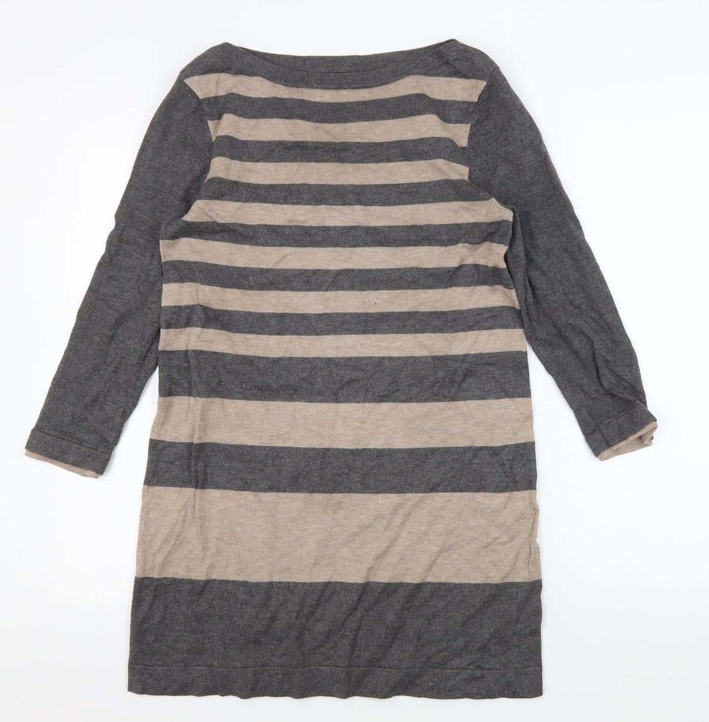 M&Co Women's Grey Striped Knit Dress Size 10