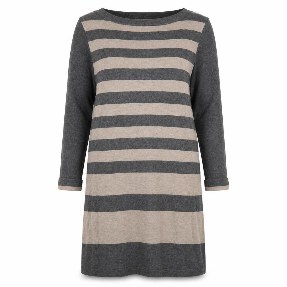 M&Co Women's Grey Striped Knit Dress Size 10