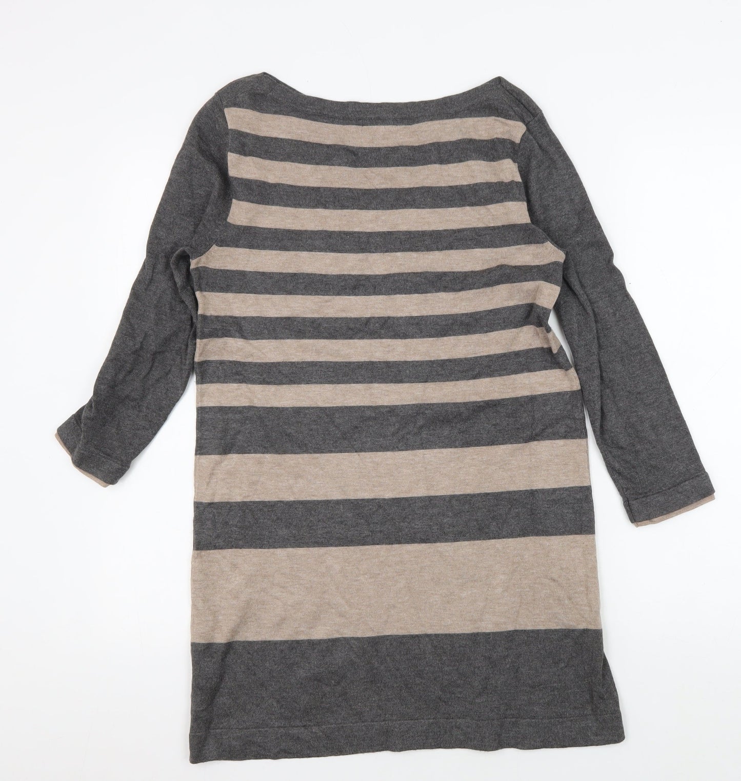 M&Co Women's Grey Striped Knit Dress Size 10