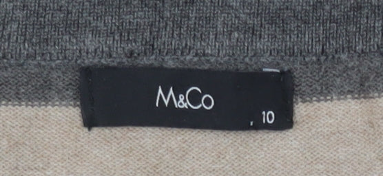 M&Co Women's Grey Striped Knit Dress Size 10