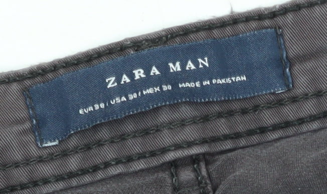Zara Man Men's Grey Chino Trousers, Size M, Regular Fit
