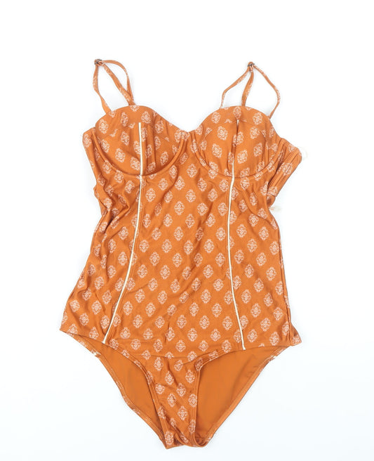 2Chillies Women’s Orange Floral One Piece Swimsuit Size 12