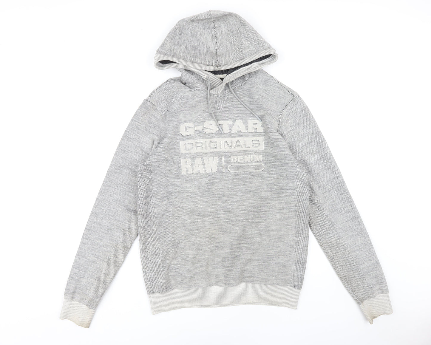 G-Star RAW Men’s Grey Pullover Hoodie, S, Logo, Hooded