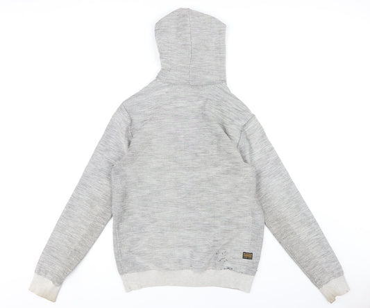 G-Star RAW Men’s Grey Pullover Hoodie, S, Logo, Hooded