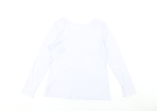 Gap Women's White Basic Crew Neck Long Sleeve T-Shirt, Size M