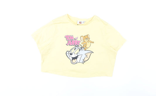 Tom & Jerry Women's Yellow Cropped T-Shirt 2XL