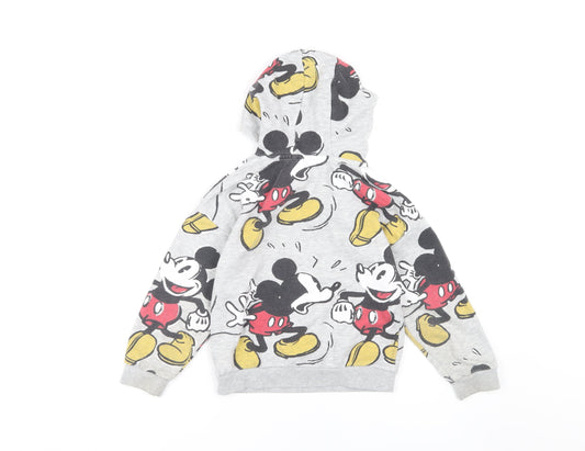 Disney Boys Grey Mickey Mouse Hoodie 6-7Y Pullover Graphic