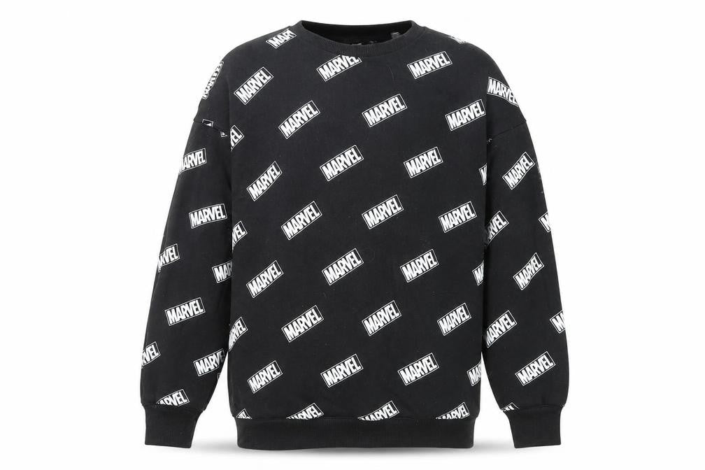 H&M Boys Black Marvel Pullover Sweatshirt 12-14 Years