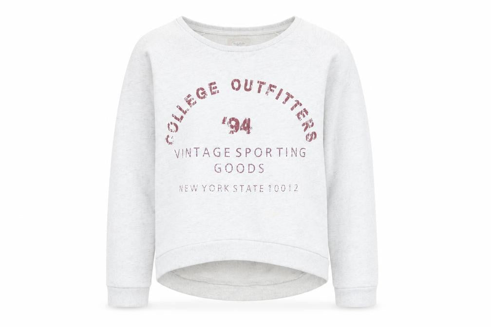 Front view of Candy Couture girls’ white pullover sweatshirt, size 15