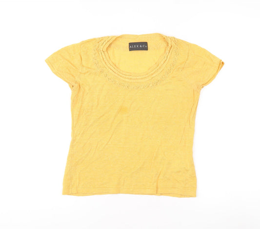 Alex & Co. Women's Yellow Round Neck T-Shirt Size 10