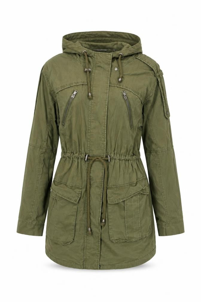 Front view of ASOS Green Military Jacket, Women's, size 6, Cotton