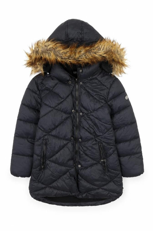 Steve Madden Girls Black Puffer Jacket 7-8Y Hooded Winter