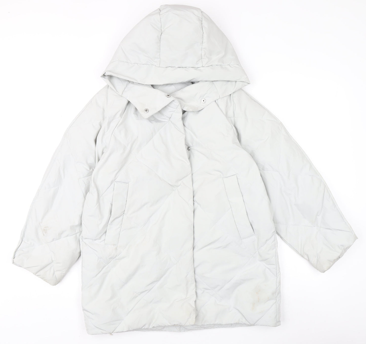 Zara Teens White Hooded Long Coat Size 10