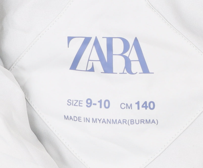 Zara Teens White Hooded Long Coat Size 10