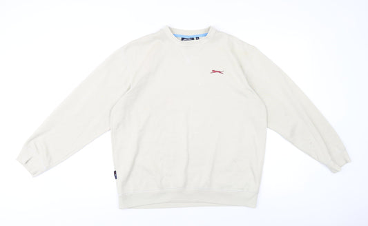 Slazenger Men's Beige Pullover Jumper, M, Crew Neck