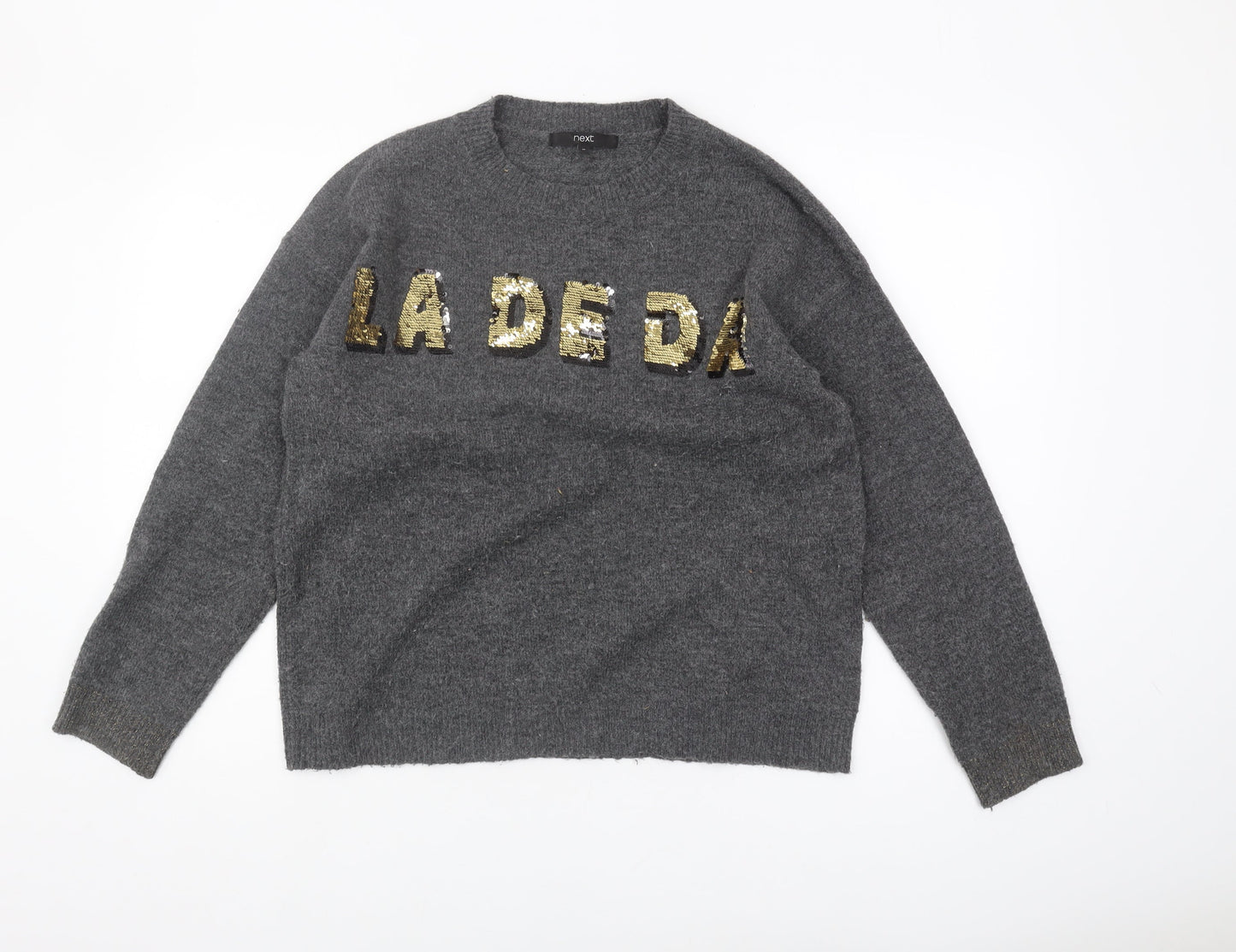 Next Women's Grey Sequin Pullover Jumper, Size M