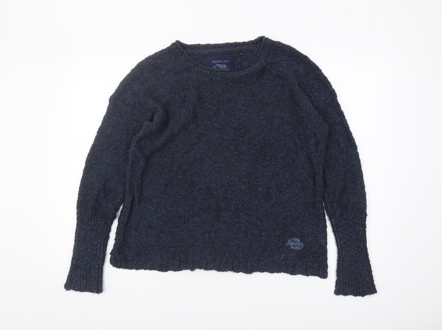 Superdry Womens Blue Knit Jumper L Round Neck