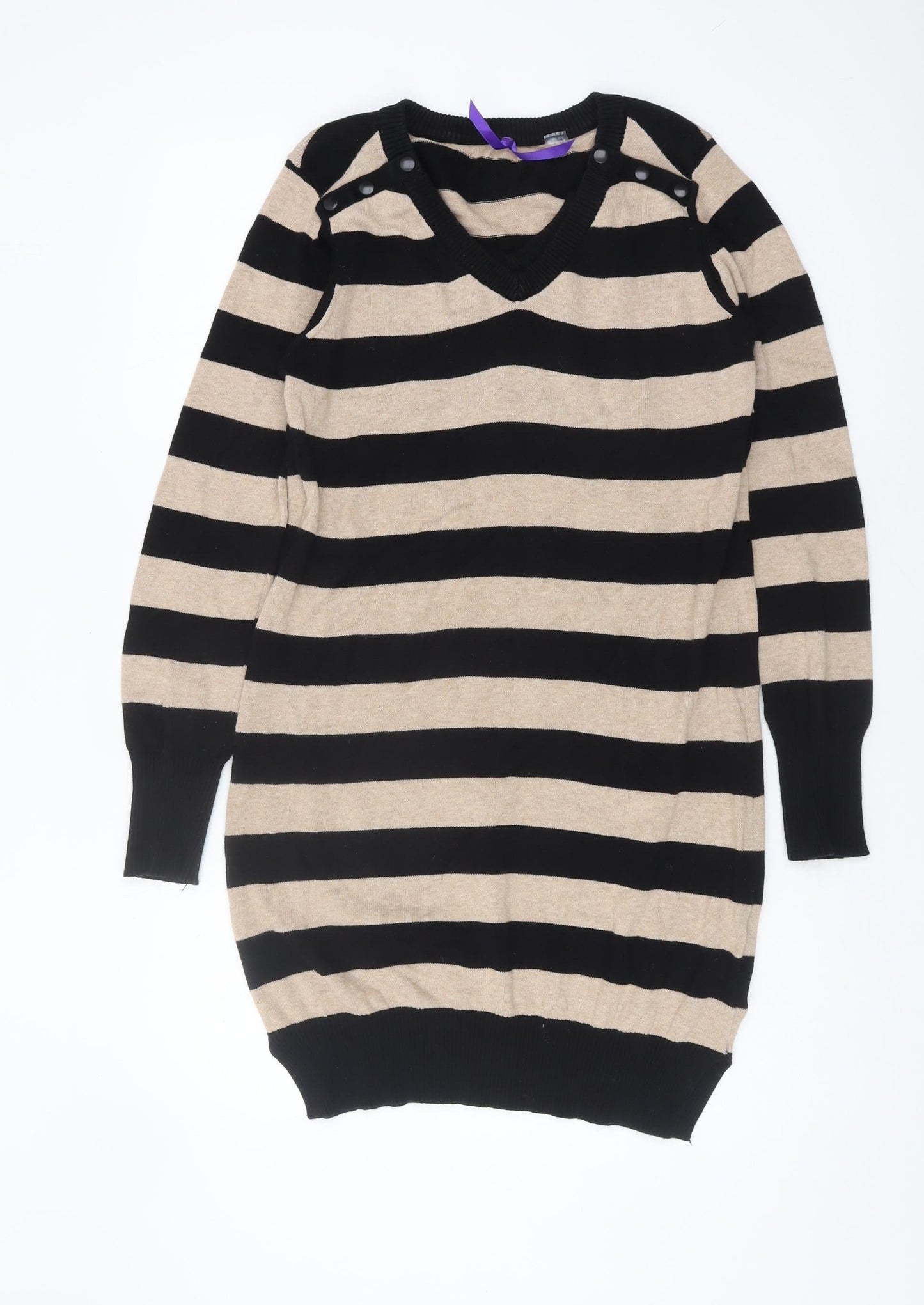 Seraphine Women's Black Beige Striped Pullover Jumper XS