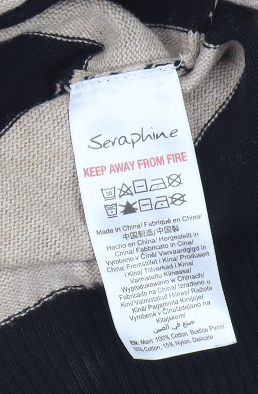 Seraphine Women's Black Beige Striped Pullover Jumper XS