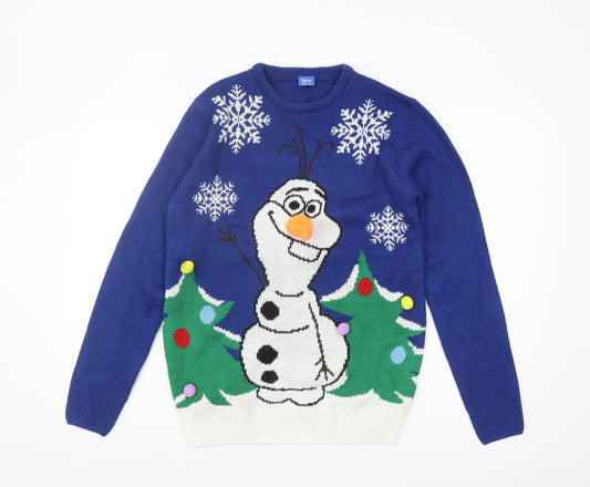 Disney Olaf Christmas Jumper, Blue, S, Unisex, Festive Fun