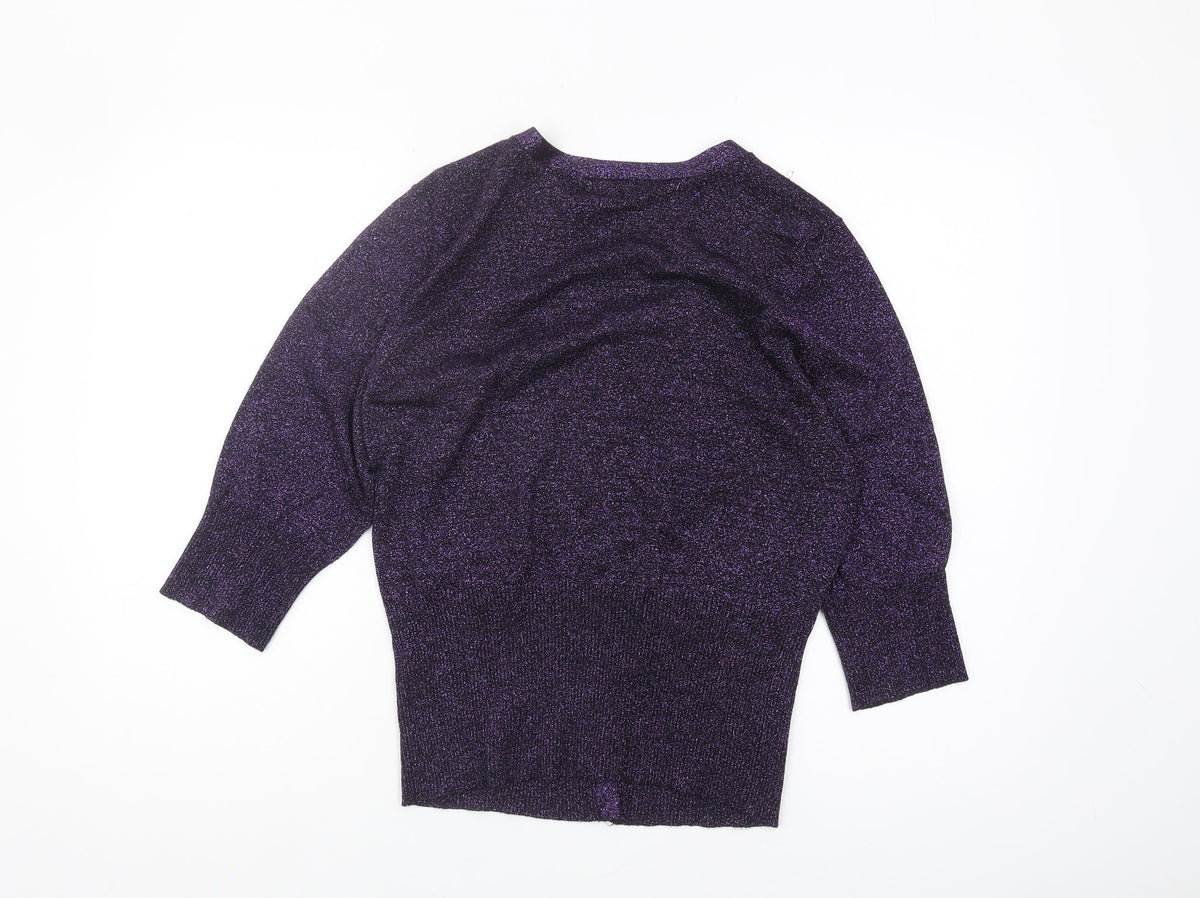Wallis Women's Purple Glitter Cardigan Size 18