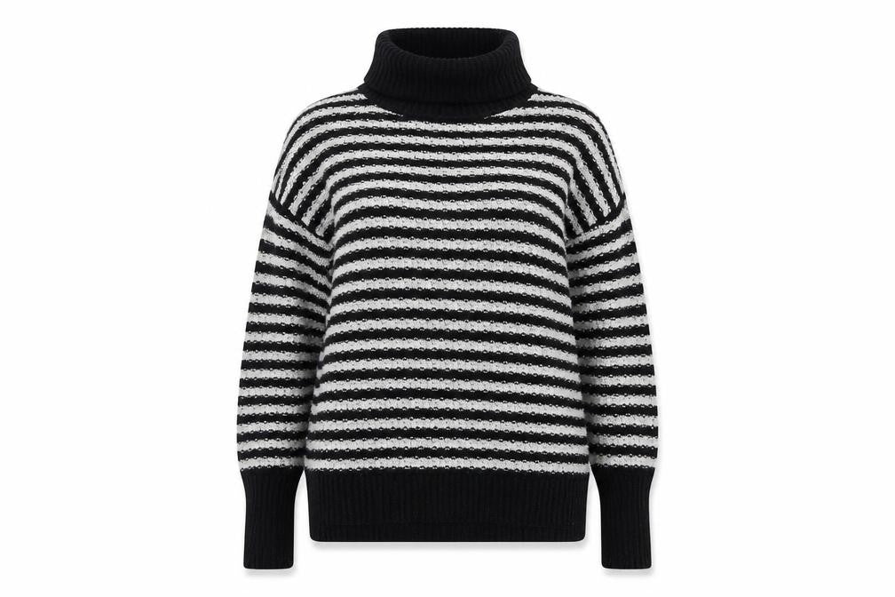 Gap Women's Black Striped Roll Neck Pullover Jumper S