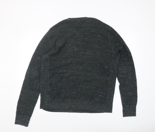 Banana Republic Men's Green Henley Jumper L Waffle Knit