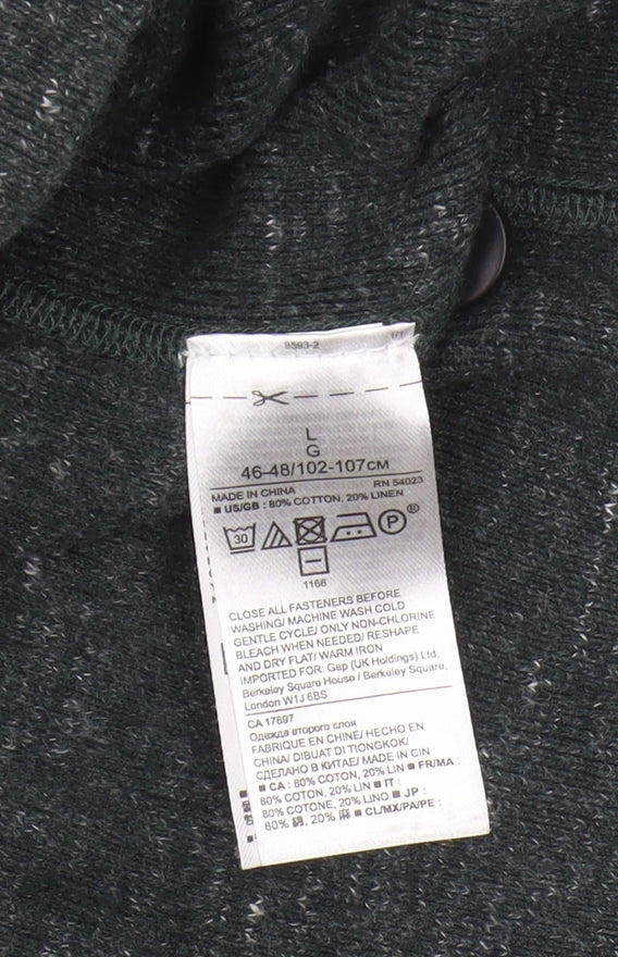 Banana Republic Men's Green Henley Jumper L Waffle Knit