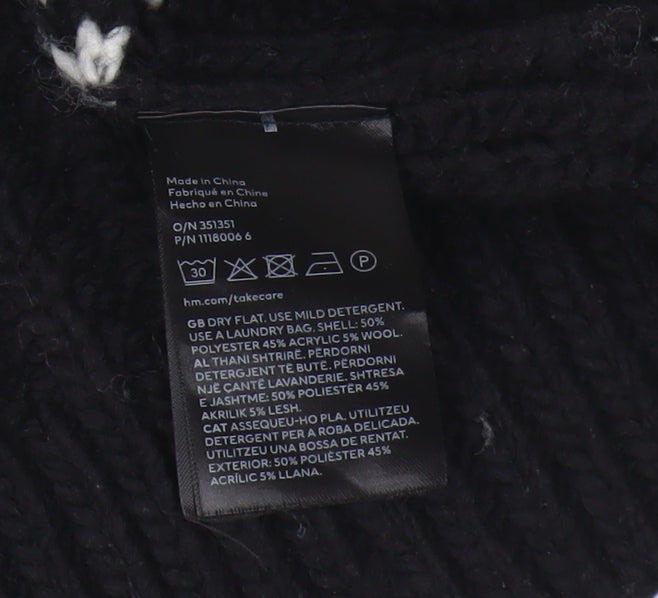 H&M Women's Black Geometric Pullover Jumper Size L