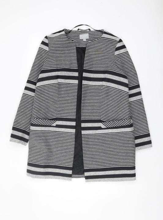 PURE Collection Women's Black Striped Long Coat Size 12