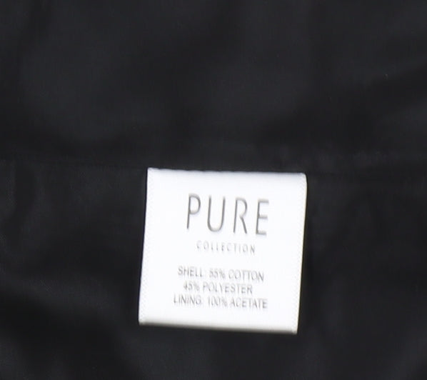 PURE Collection Women's Black Striped Long Coat Size 12