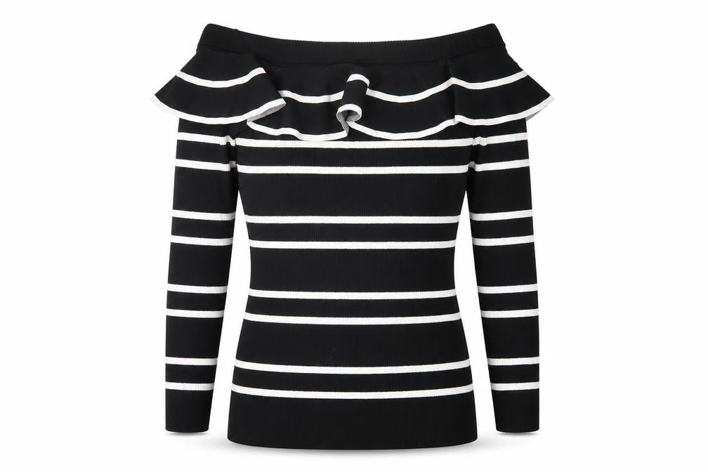 Next Women Black Striped Pullover Jumper Size 16