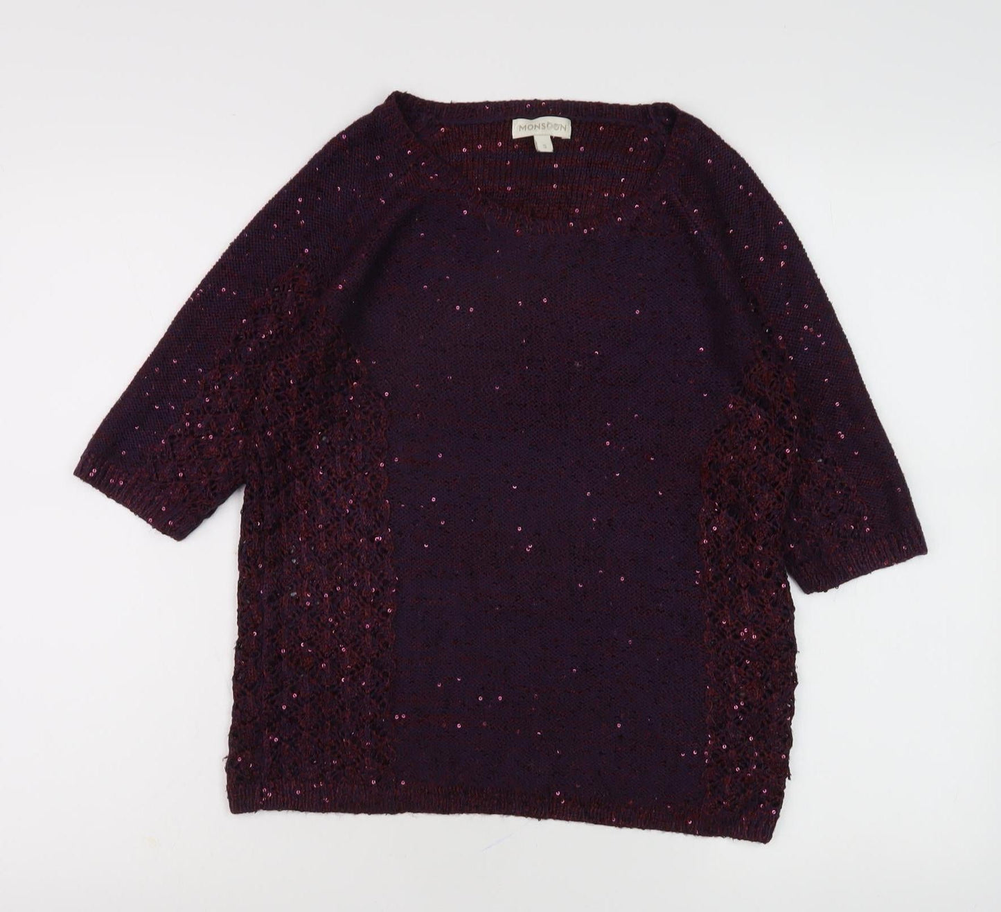 Monsoon Women's Purple Sequined Pullover Jumper S