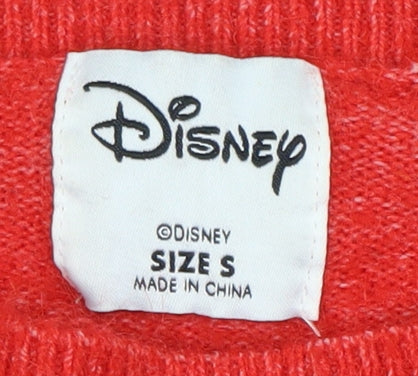 Disney Women's Red Mickey Mouse Pullover Jumper, Size S