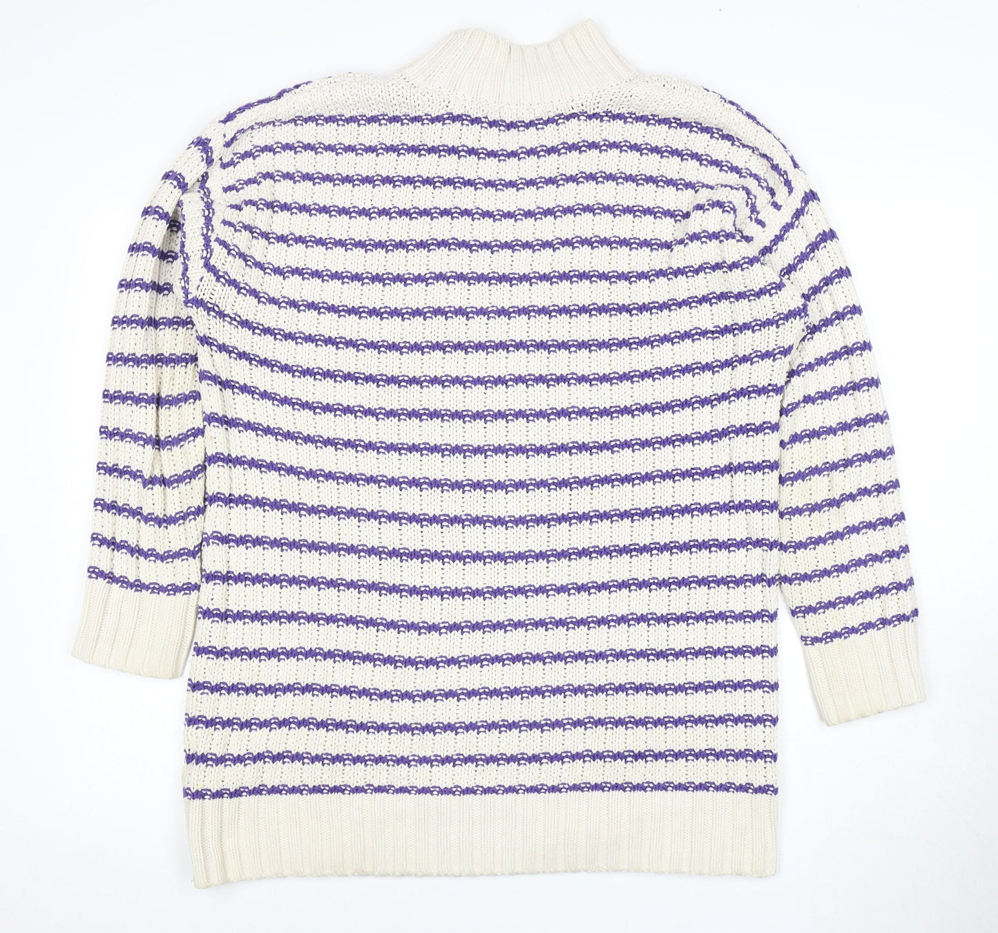 Next Women's Purple Ivory Striped Pullover Jumper S