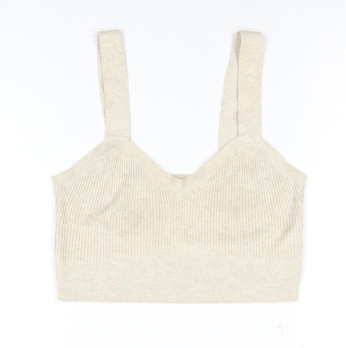 Gilly Hicks Women's Beige Cropped Knit Tank Top