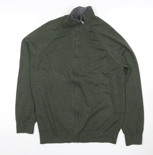 MNG Men's Green Full Zip Sweatshirt - Size S